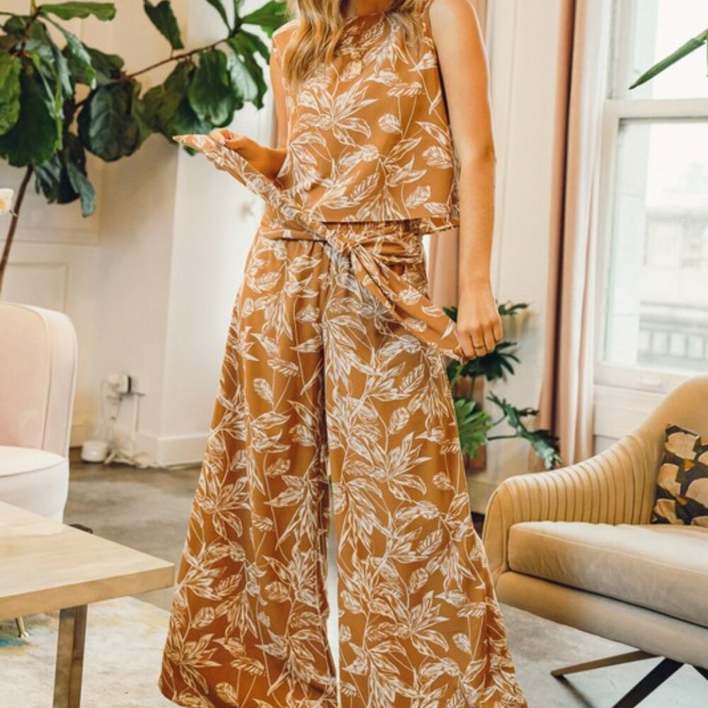 Phil Love Flower crop muscle top and maximized pants set-